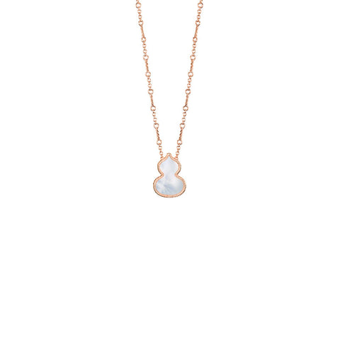 Qeelin Wulu Small Necklace - 18 karat rose gold mother-of-pearl wulu pendant on chain.
