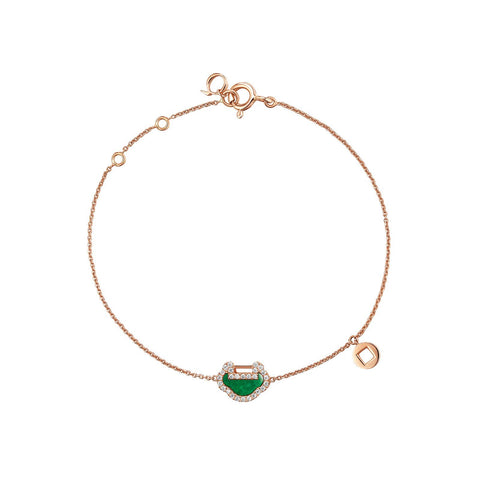 Qeelin Yu Yi Petite Jade Bracelet-Petite Yu Yi Bracelets in 18K Rose Gold with Diamonds and Jade