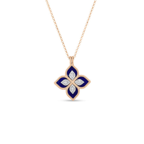 Roberto Coin Princess Flower Diamond Lapis Necklace - 8882784AH18XL