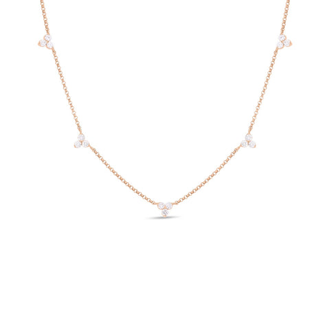 Roberto Coin Rose Gold Diamonds by the Inch 5 Station Flower Necklace - 7773261AX17X