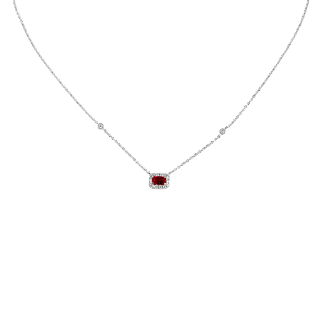 Ruby and Diamond Necklace-Ruby and Diamond Necklace - RNNEL00232