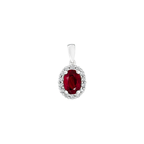 Ruby and Diamond Pendant and Chain-Ruby and Diamond Pendant and Chain - RNNEL00257