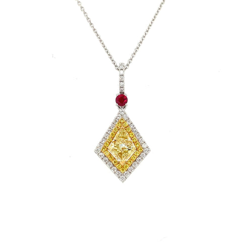 Ruby and Yellow Diamond Necklace-Ruby and Yellow Diamond Necklace - DNUJD00448