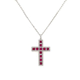 Ruby Diamond Cross Pendant and Chain-Ruby Diamond Cross Pendant and Chain - RNTIJ00166