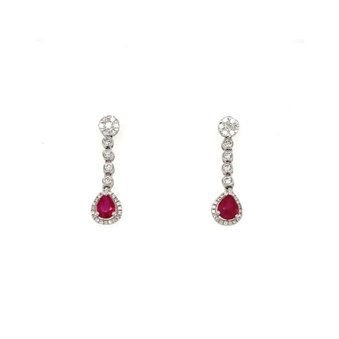 Ruby Diamond Earrings-Ruby Diamond Drop Earrings - REEDW00422