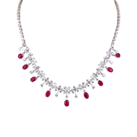 Ruby Diamond Necklace-Ruby Diamond Necklace - RNEDW00315