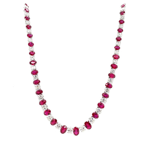Ruby Diamond Necklace-Ruby Diamond Necklace - RNSPK00141