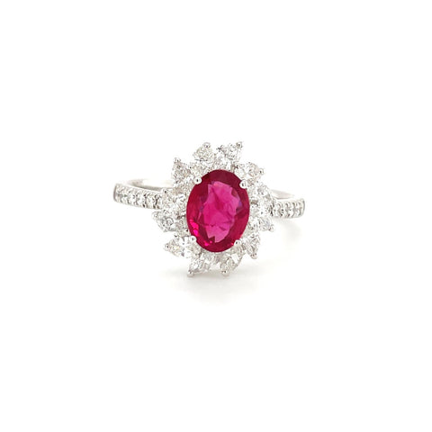 Ruby Diamond Ring-Ruby Diamond Ring - RREDW00455