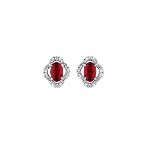Ruby Diamond Stud Earrings-Ruby Diamond Stud Earrings - RENEL00240