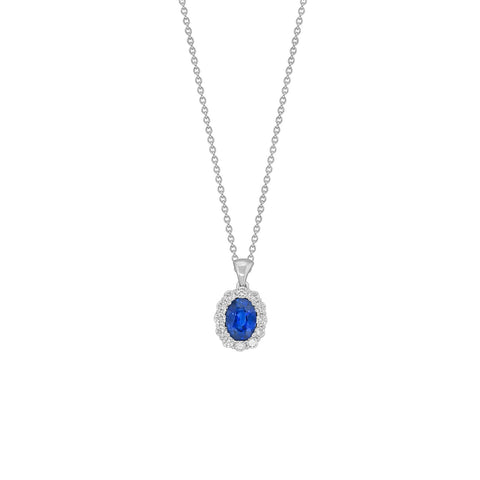 Sapphire Diamond Necklace-Sapphire Diamond Necklace - P6290-S
