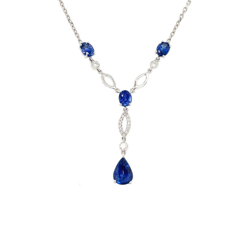 Sapphire Diamond Necklace-Sapphire Diamond Necklace - SNEDW00398