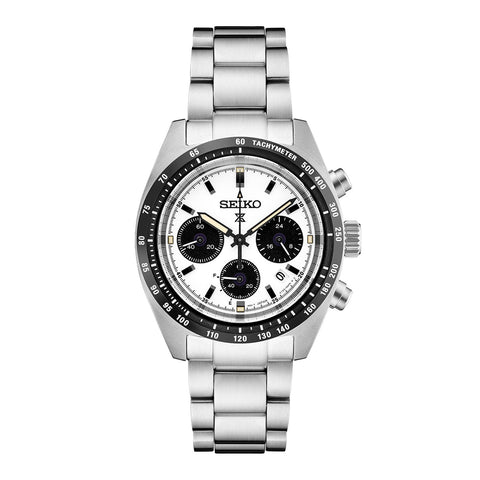 Seiko Prospex Speedtimer Solar Chronograph SSC813-Seiko Prospex SSC813 - SSC813 - Seiko Prospex SSC813 in a 39mm stainless steel case with white dial on stainless steel bracelet, featuring a chronograph function, date display and solar movement.