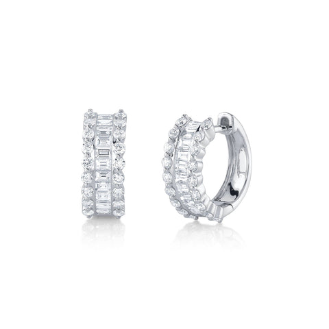 Shy Creation Diamond Baguette Huggie Earrings-Shy Creation Baguette Huggie Earrings - SC55025344 - Shy Creation Diamond Baguette Huggie Earrings in 14 karat white gold with diamonds totaling 1.16 carats.