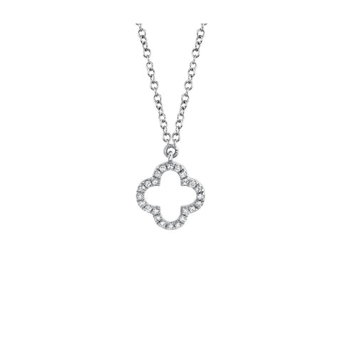 Shy Creation Diamond Clover Necklace-Shy Creation Diamond Clover Necklace - SC55019617 - Shy Creation Diamond Clover Necklace in 14 karat white gold with diamonds totaling 0.08 carats.