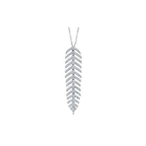 Shy Creation Diamond Feather Necklace-Shy Creation Diamond Feather Necklace - SC55006044