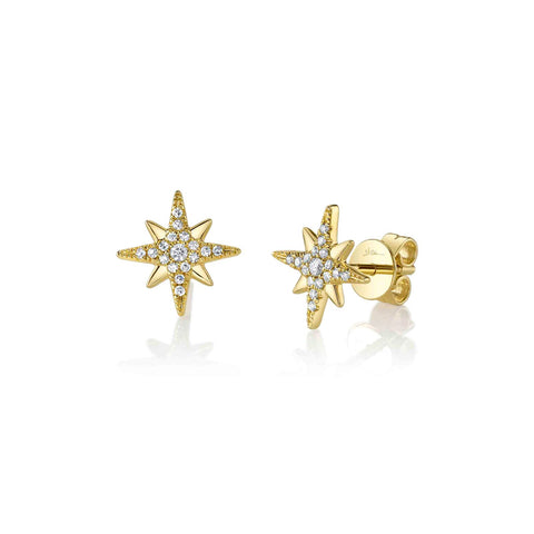 Shy Creation Diamond Star Stud Earrings - SC55026496
