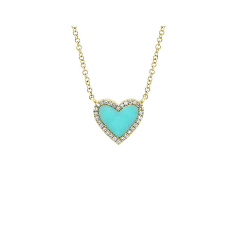 Shy Creation Turquoise Heart Necklace-Shy Creation Turquoise Heart Necklace - SC55012619