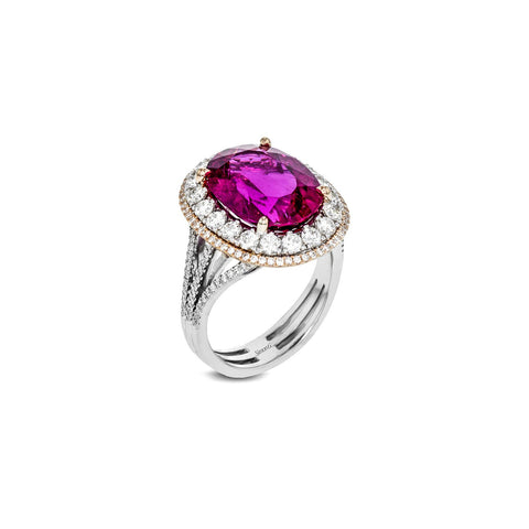 Simon G Rubellite Diamond Ring-Simon G Rubellite Diamond Ring -