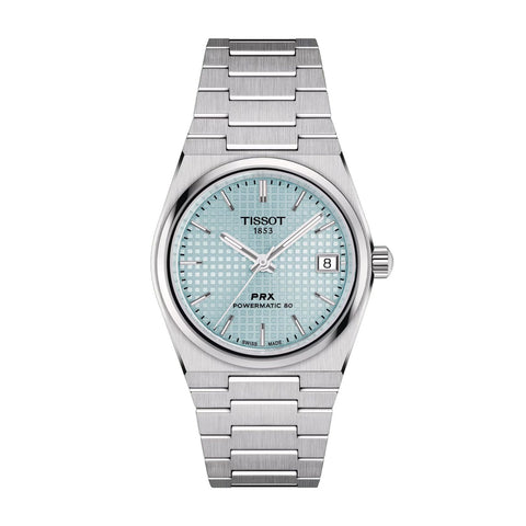 Tissot PRX Powermatic 80 35mm-Tissot PRX Powermatic 80 35mm - T137.207.11.351.00 - Tissot PRX Powermatic 80 in a 35mm stainless steel case with ice blue dial on stainless steel bracelet, featuring a date display and automatic movement with up to 80 hours power reserve.
