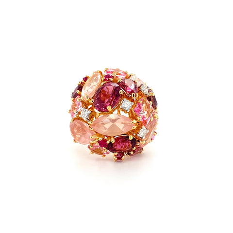 UGO Cala 18K Rose Gold Ruby Topaz Quartz Diamond Ring-UGO Cala 18K Rose Gold Ruby Topaz Quartz Diamond Ring -