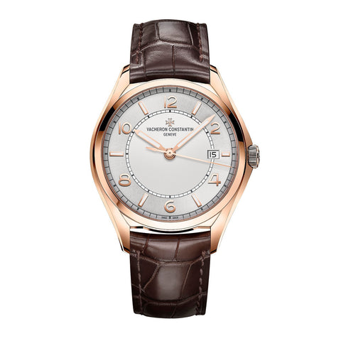 Vacheron Constantin Fiftysix Self-Winding-Vacheron Constantin Fiftysix Self-Winding in a 40mm rose gold case with silver dial on leather strap, featuring a date display and automatic movement.