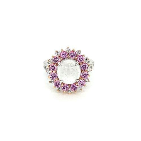 White Jade and Pink Sapphire Ring-White Jade and Pink Sapphire Ring -
