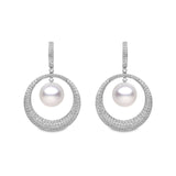 White South Sea Pearls and Diamond Earrings-White South Sea Pearls and Diamond Earrings -