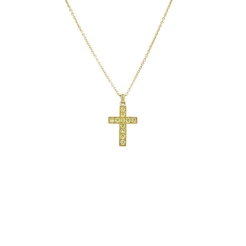 Yellow Diamond Cross Necklace-Yellow Diamond Cross Necklace - DNUJD00554