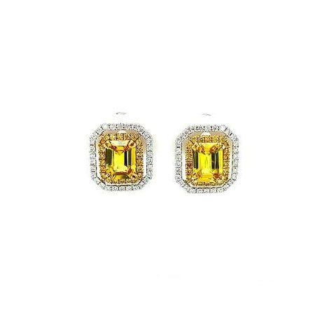 Yellow Sapphire Diamond Earrings-Yellow Sapphire Diamond Earrings -
