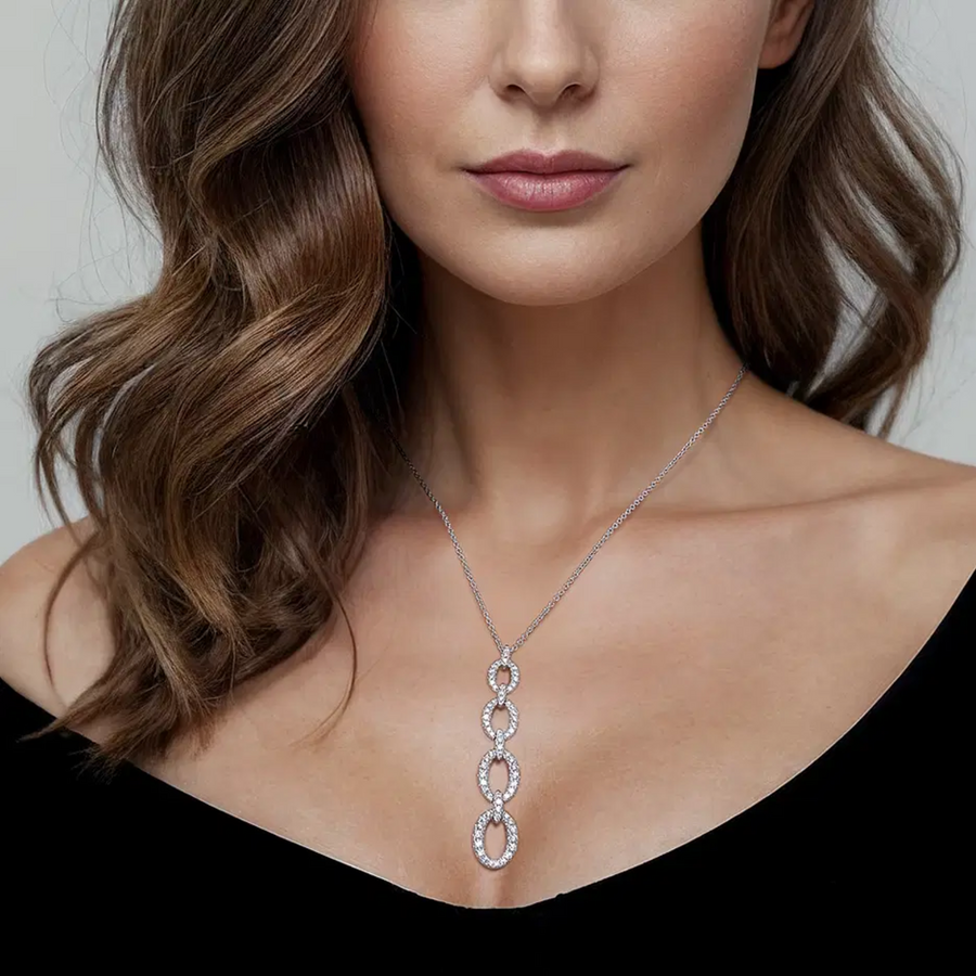 Gabriel & Co. Graduating Diamond Oval Link Drop Pendant Necklace NK7706W45JJ