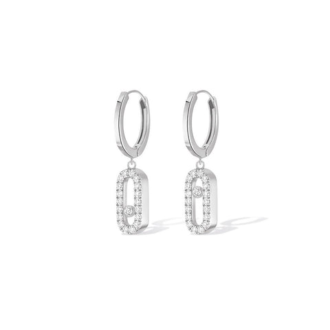 Messika Move Uno Diamond Hoop Earrings-Messika Move Uno Diamond Hoop Earrings in 18 karat white gold with diamonds.