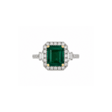 18K Emerald Diamond Halo Ring-18K Emerald Diamond Halo Ring 