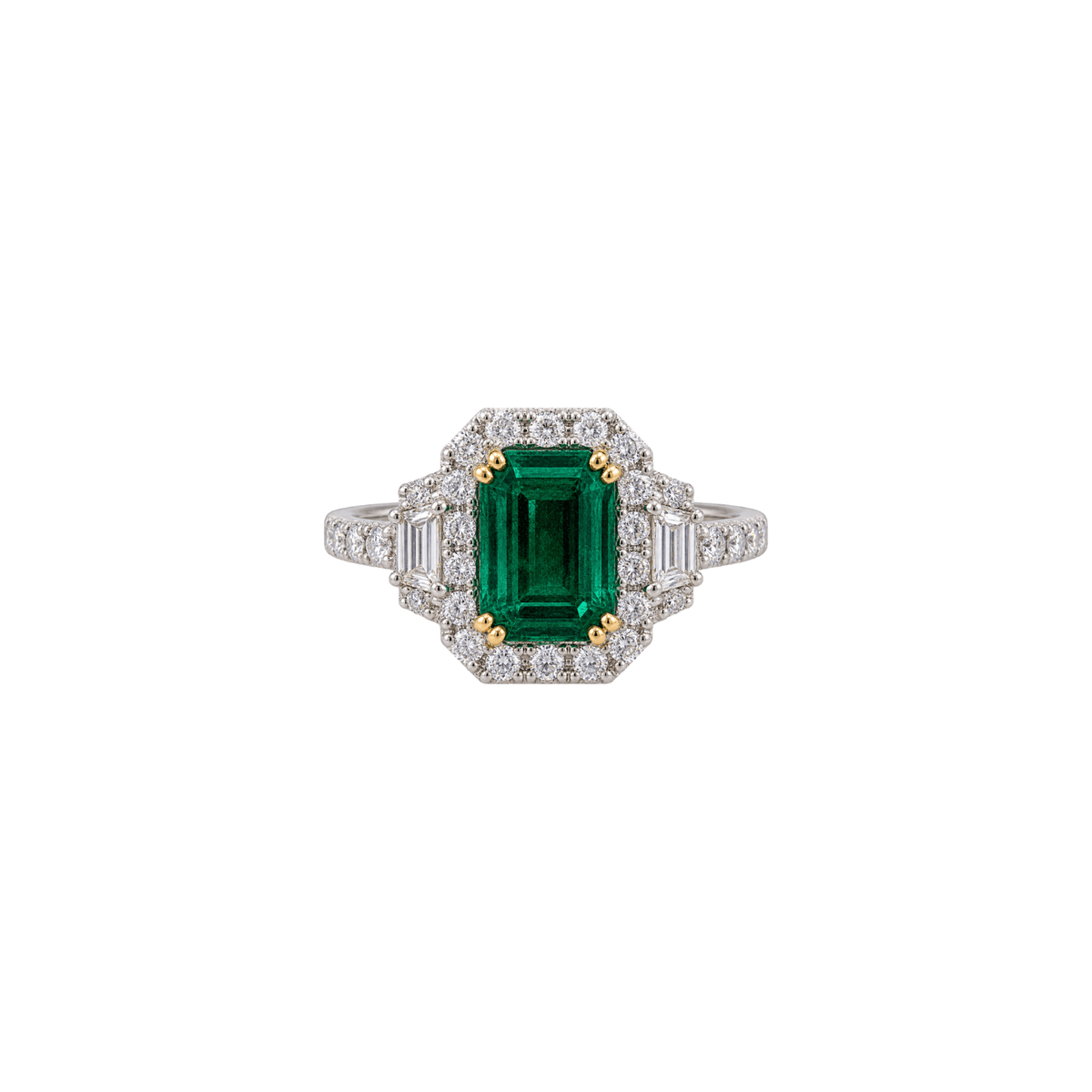 18K Emerald Diamond Halo Ring - ERRTJ00141