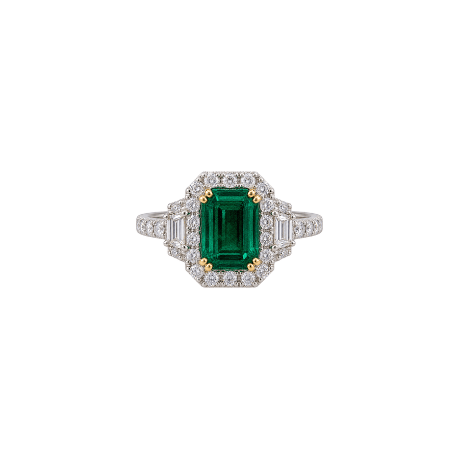18K Emerald Diamond Halo Ring - ERRTJ00141