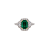 18K Emerald Diamond Halo Ring-18K Emerald Diamond Halo Ring - ERRTJ00141