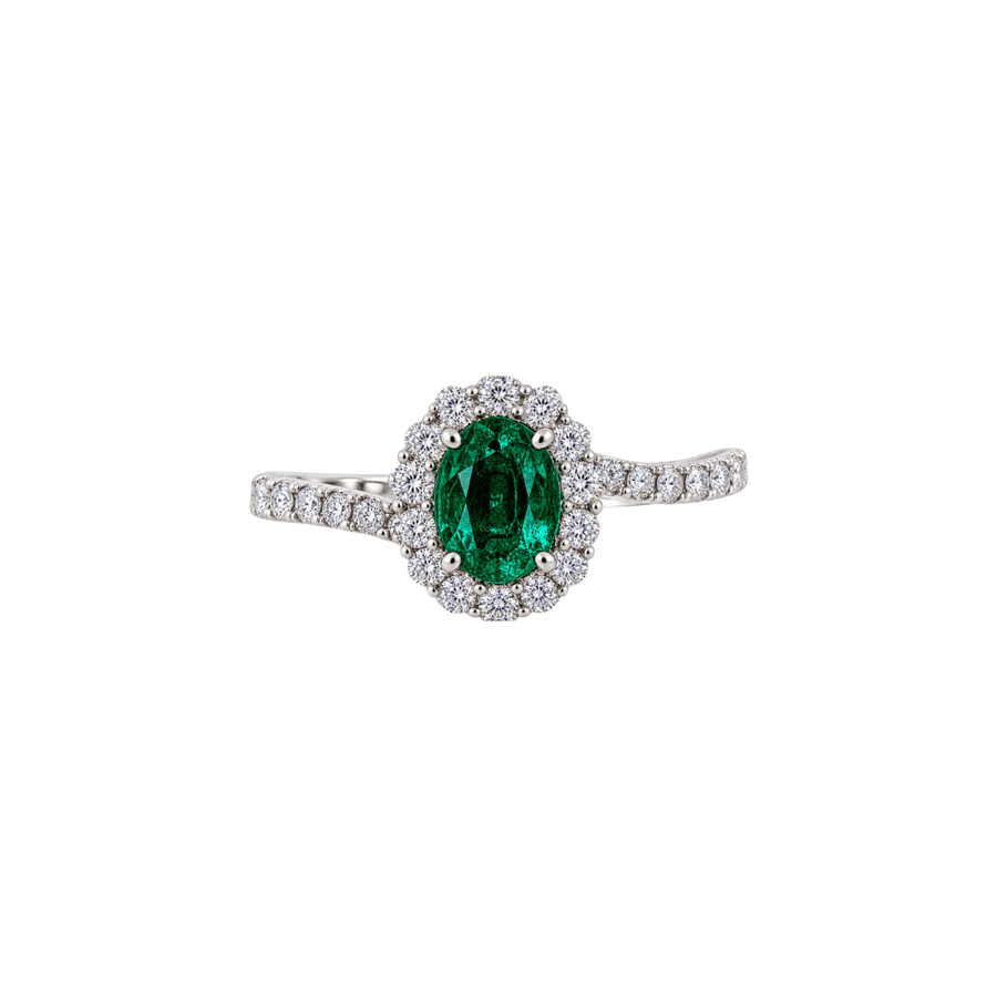 18K Emerald Diamond Halo Ring - ERRTJ00166