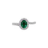 18K Emerald Diamond Halo Ring-18K Emerald Diamond Halo Ring - ERRTJ00166