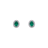 18K Emerald Diamond Halo Stud Earrings-18K Emerald Diamond Halo Stud Earrings - EERTJ00082