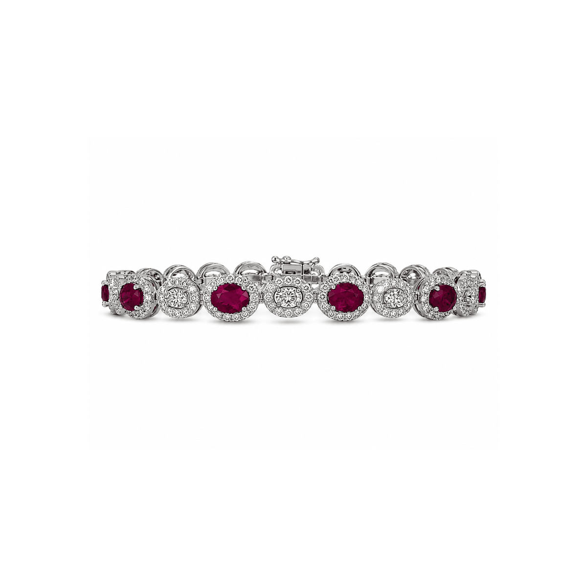 18K Ruby Diamond Halo Bracelet