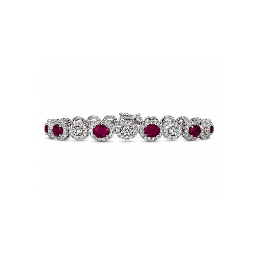 18K Ruby Diamond Halo Bracelet