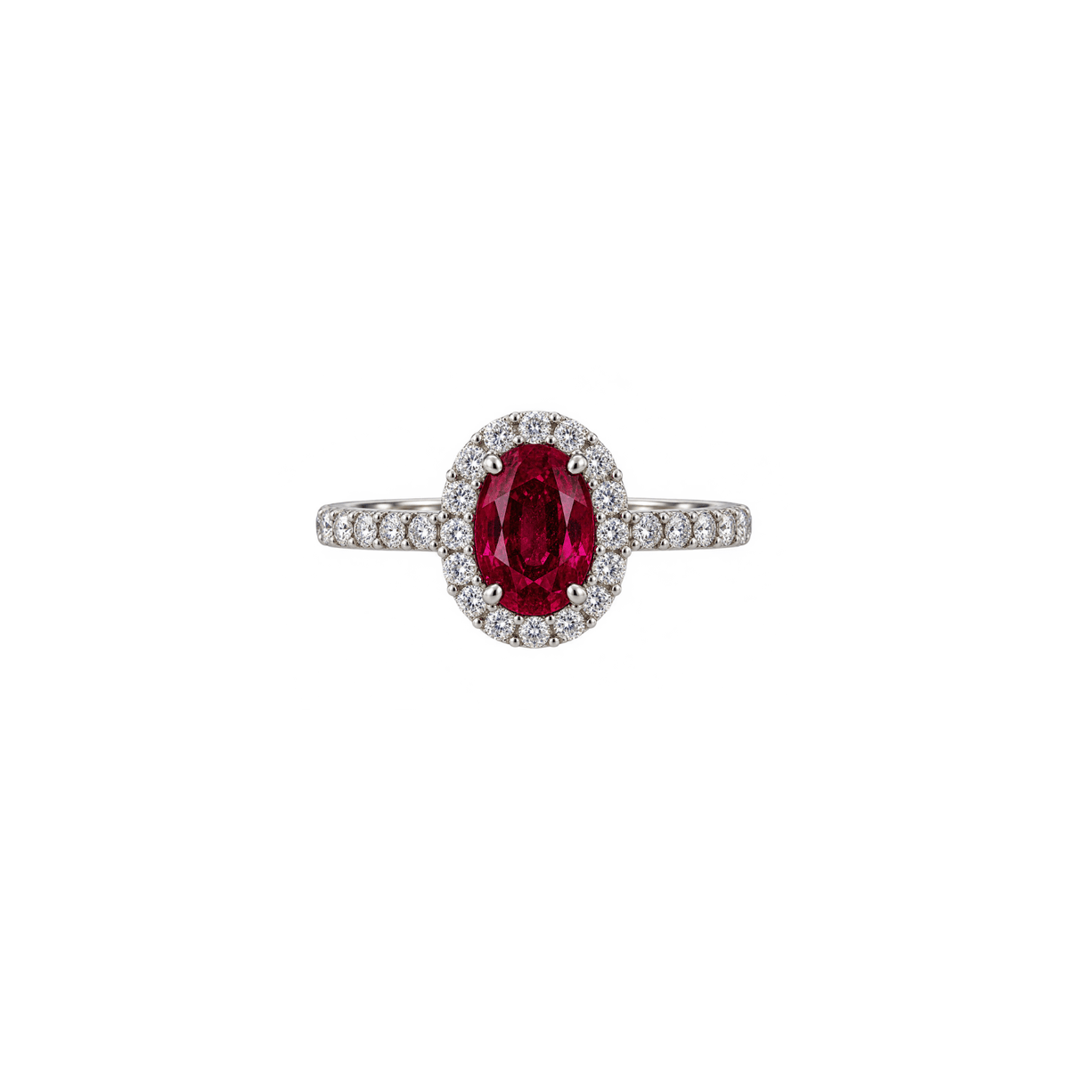 18K Ruby Diamond Halo Ring 
