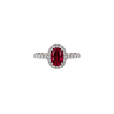 18K Ruby Diamond Halo Ring-18K Ruby Diamond Halo Ring 