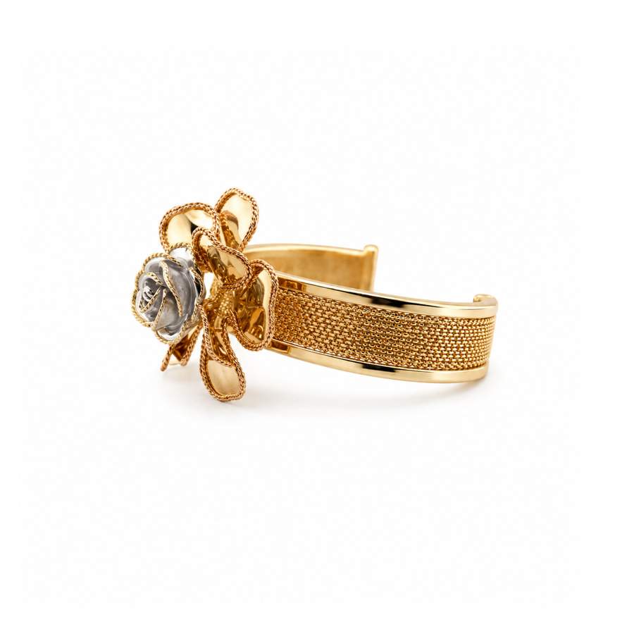 Rose Gold Floral Bangle