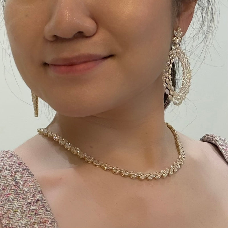 Marquise Cut Diamond Triple Row Oval Drop Earrings-Marquise Cut Diamond Triple Row Oval Drop Earrings