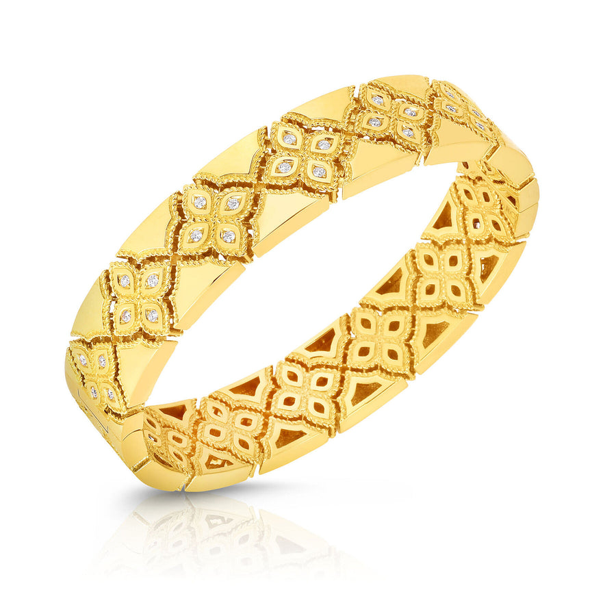 Roberto Coin Venetian Princess Diamond Accent Cut Out Polished Narrow Bangle