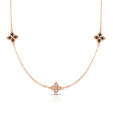 Roberto Coin Princess Flower Three Station Black & White Diamond Reversible Necklace-Roberto Coin Princess Flower Three Station Black & White Diamond Reversible Necklace
