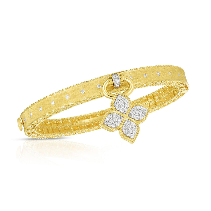 Roberto Coin Venetian Princess Dangling Flower Charm Diamond Bangle
