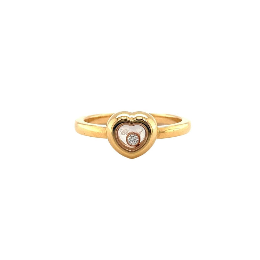 Chopard Happy Diamonds Ring in 18 karat rose gold with one moving diamond.
