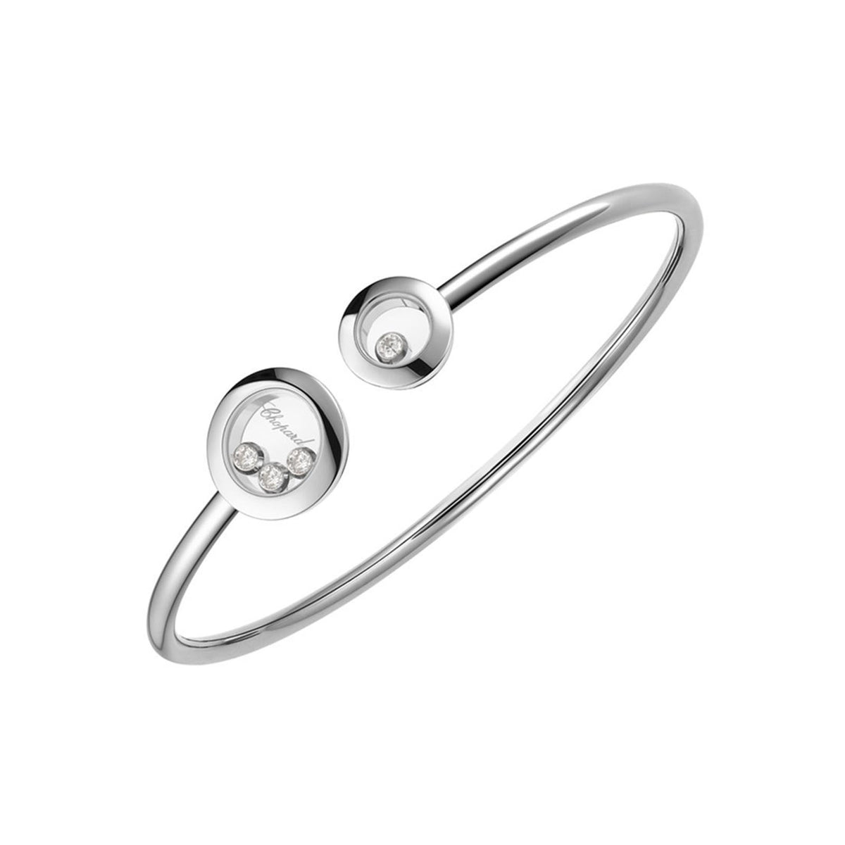 Chopard Happy Diamond Bangle in 18 karat white gold with diamonds.