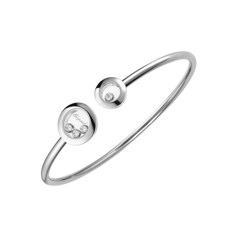 Chopard Happy Diamond Bangle in 18 karat white gold with diamonds.